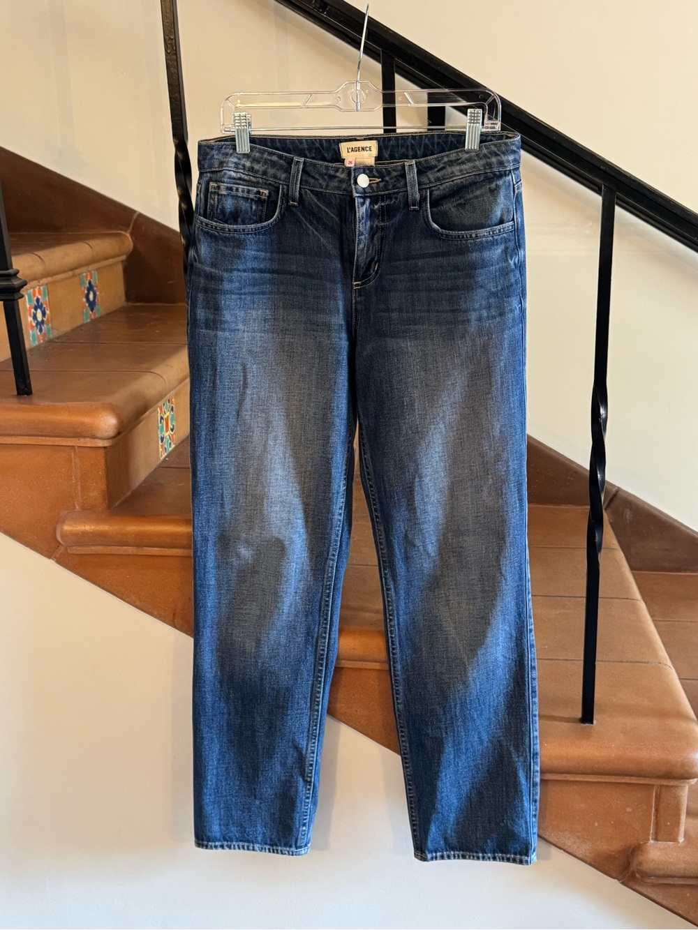 L'AGENCE Women's Straight-Leg Jeans in Dark Blue Wash